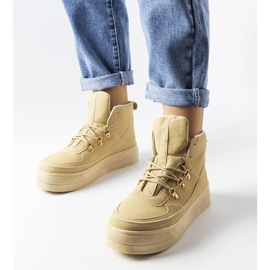 Beżowe sznurowane botki na platformie Jolin beżowy 1