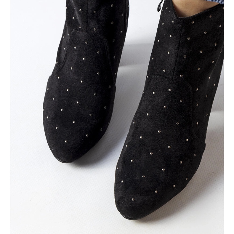 Czarne botki z dżetami eko zamsz Suvi 2