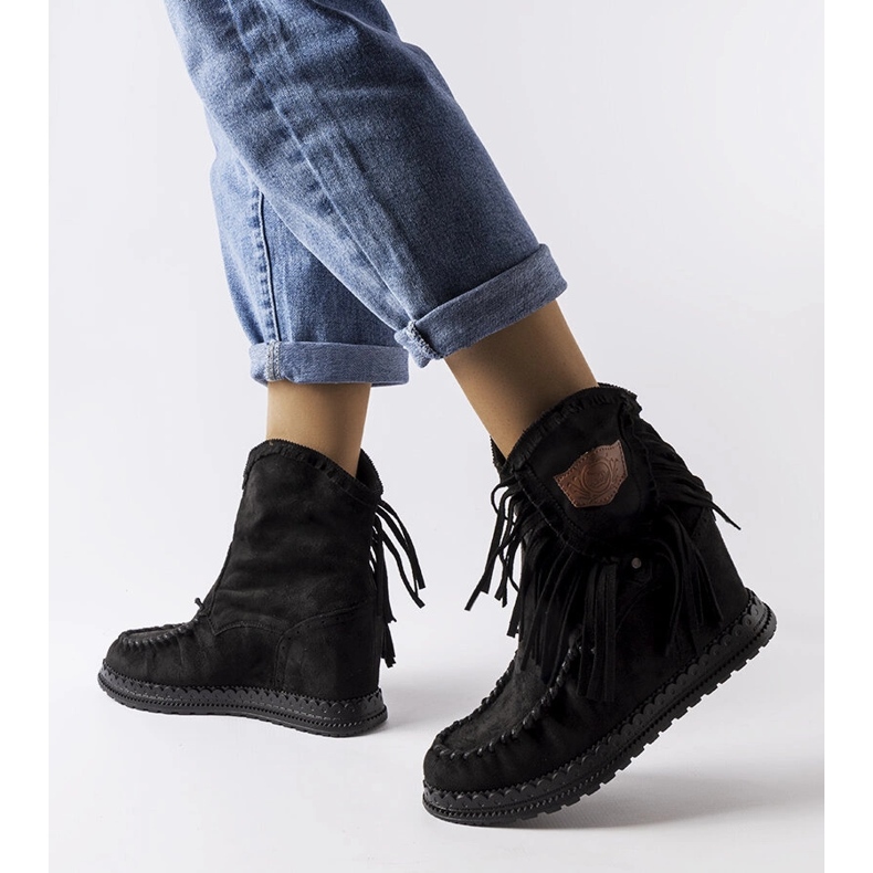 Inna Czarne botki na koturnie Giudice 1