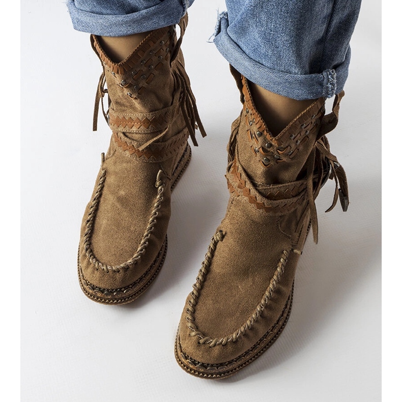 Inna Ciemnobrązowe botki na koturnie Beausoleil 1