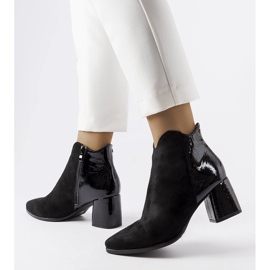 Czarne ocieplane botki eko zamszowe Riia 1