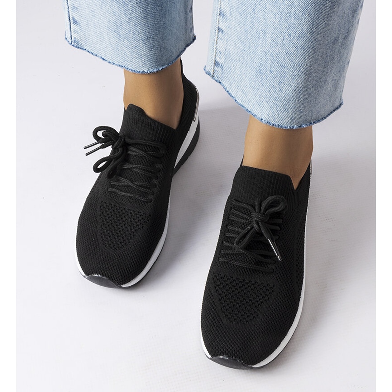 Inna Czarne sneakersy na koturnie Alberica 1