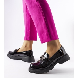 Inna Czarne lakierowane mokasyny z cyrkoniami Cantú 1