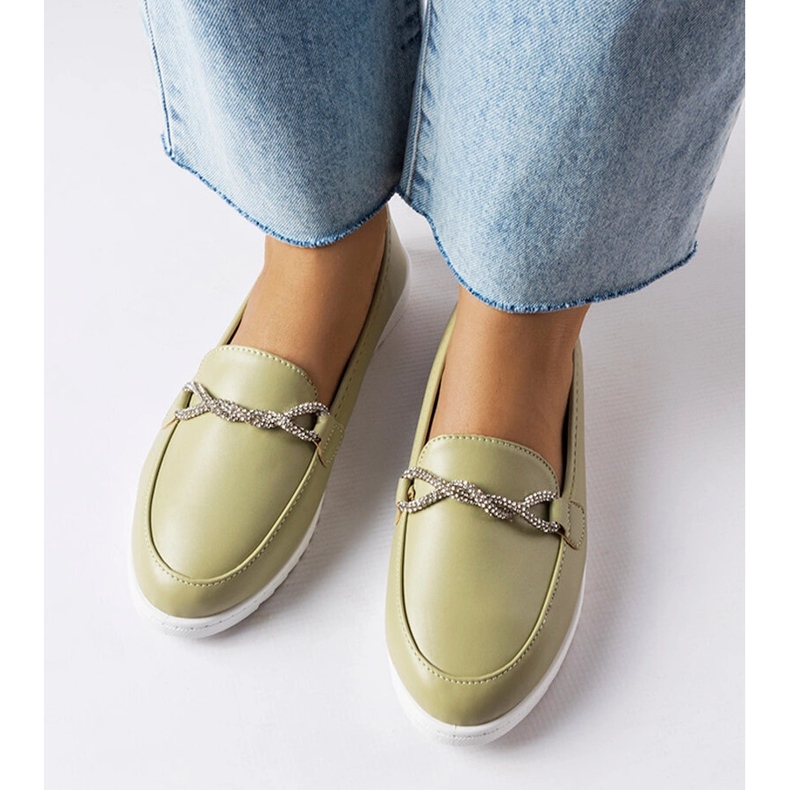 Zielone mokasyny z cyrkoniami Paola 1