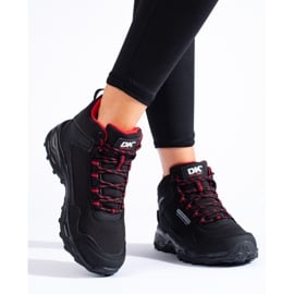 Wysokie buty trekkingowe damskie DK czarno czerwone czarne 2