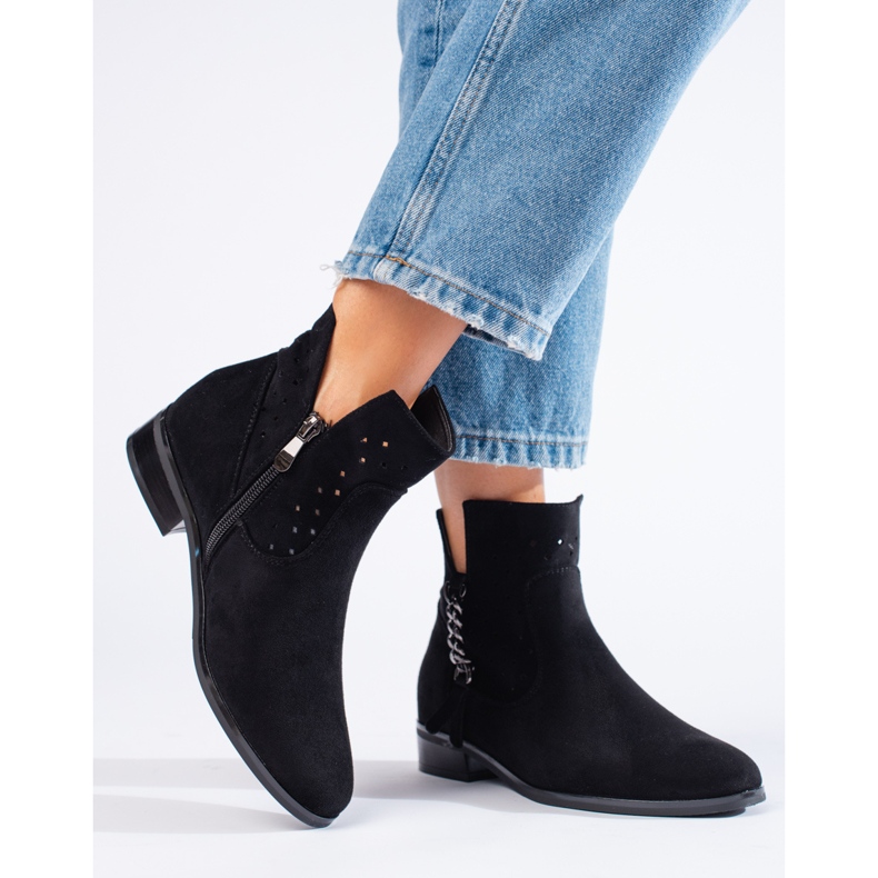 Ażurowe botki wiosenne Vinceza czarne 1