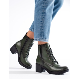 W. Potocki Damskie botki wiązane na słupku zielone Potocki 1