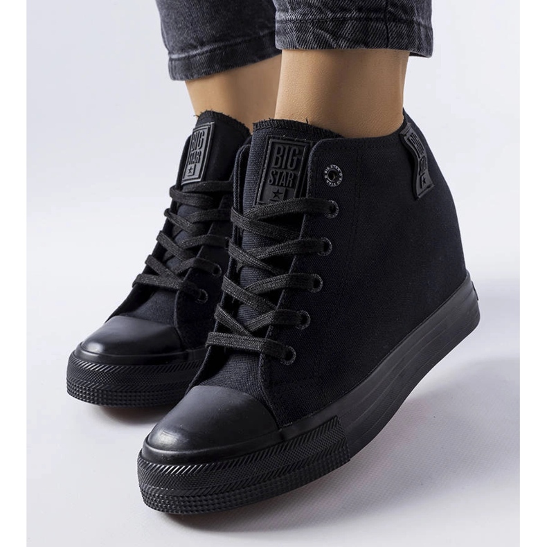 Czarne trampki na koturnie Big Star LL274034 1