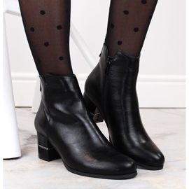 M. DASZYŃSKI Botki sztyblety damskie na słupku ocieplane czarne M.Daszyński 2