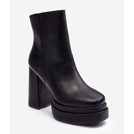 WS1 Damskie Botki Na Wysokim Słupku I Platformie Czarne Sandstra 1