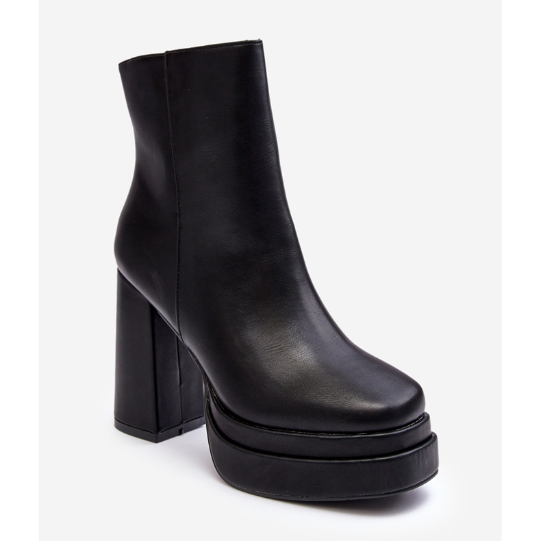 WS1 Damskie Botki Na Wysokim Słupku I Platformie Czarne Sandstra 1