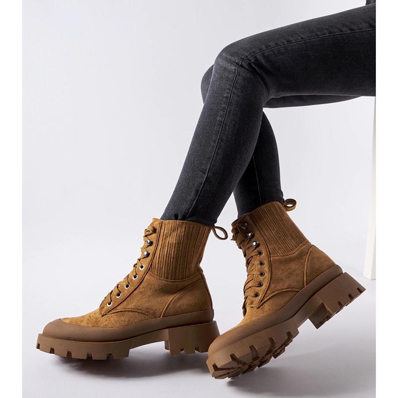 Brązowe botki z eko-zamszu Orson 1