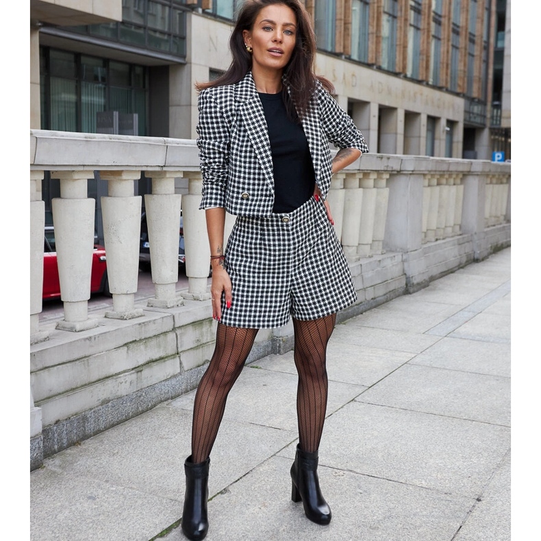 Czarne botki na słupku z ozdobnym paskiem Creil 1