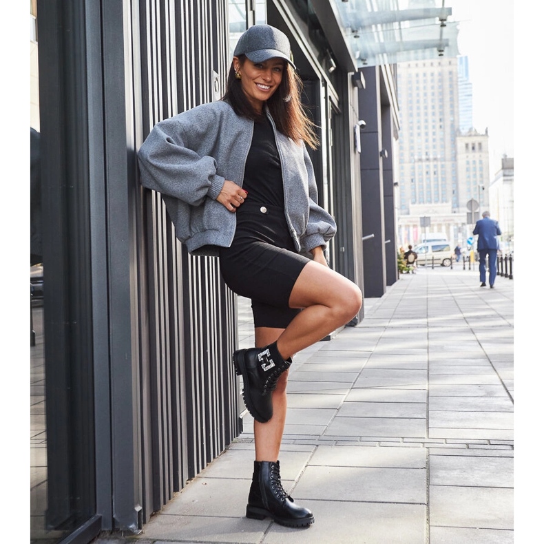 Inna Czarne workery z ozdobnymi cyrkoniami Guevara 1