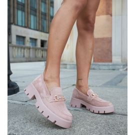 Różowe mokasyny z klamerką i cyrkoniami Gaiola 2