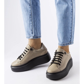 Beżowe półbuty LS5379 Taupe beżowy 1