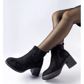 Czarne botki na słupku eko-zamsz Pacific 1
