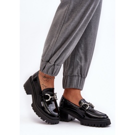 Damskie Lakierowane Półbuty Na Masywnym Obcasie Czarne Lemmitty 2