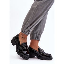 WS1 Lakierowane Damskie Półbuty Na Niskim Obcasie Czarne Blimma 2