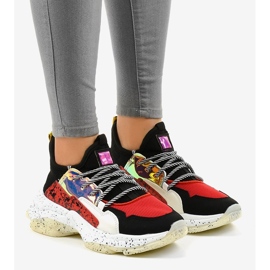 Czarne sneakersy sportowe z systemem B0-211 białe czerwone szare 1