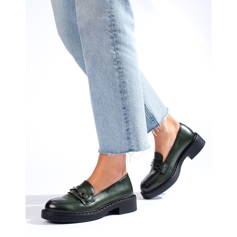 W. Potocki Ciemnozielone damskie półbuty Potocki 1