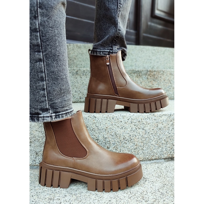 Workery damskie Veris brązowe 2