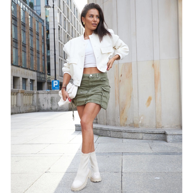 Beżowe skarpetkowo-lakierowane botki Albertina beżowy 1