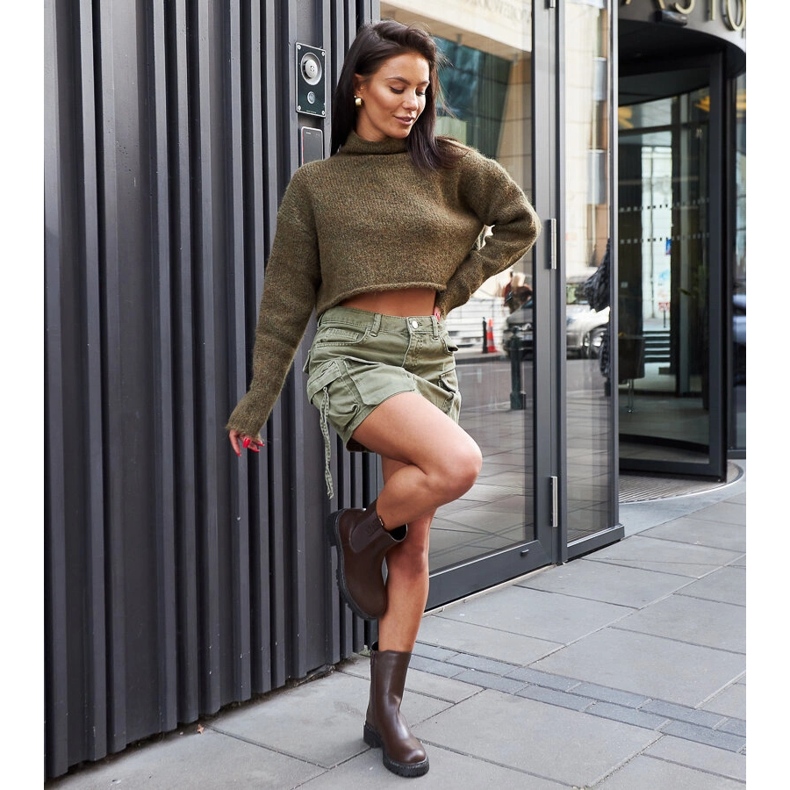 Brązowe wysokie botki zdobione cyrkoniami Vicco 1