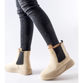 Beżowe botki na platformie Benilde beżowy 1