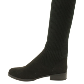 M.Daszyński Kozaki prążkowane muszkieterki damskie za kolano SA62-58 czarne 5