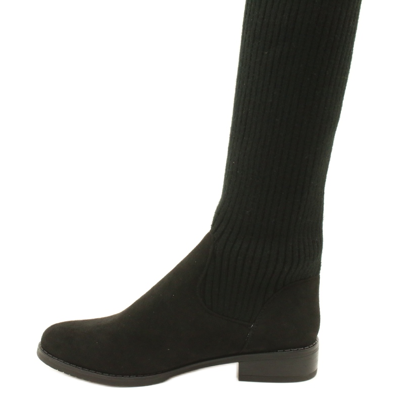 M.Daszyński Kozaki prążkowane muszkieterki damskie za kolano SA62-58 czarne 5