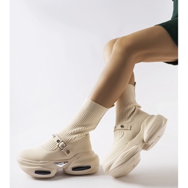 Kremowe botki ze skarpetkową cholewką Ivana beżowy 1