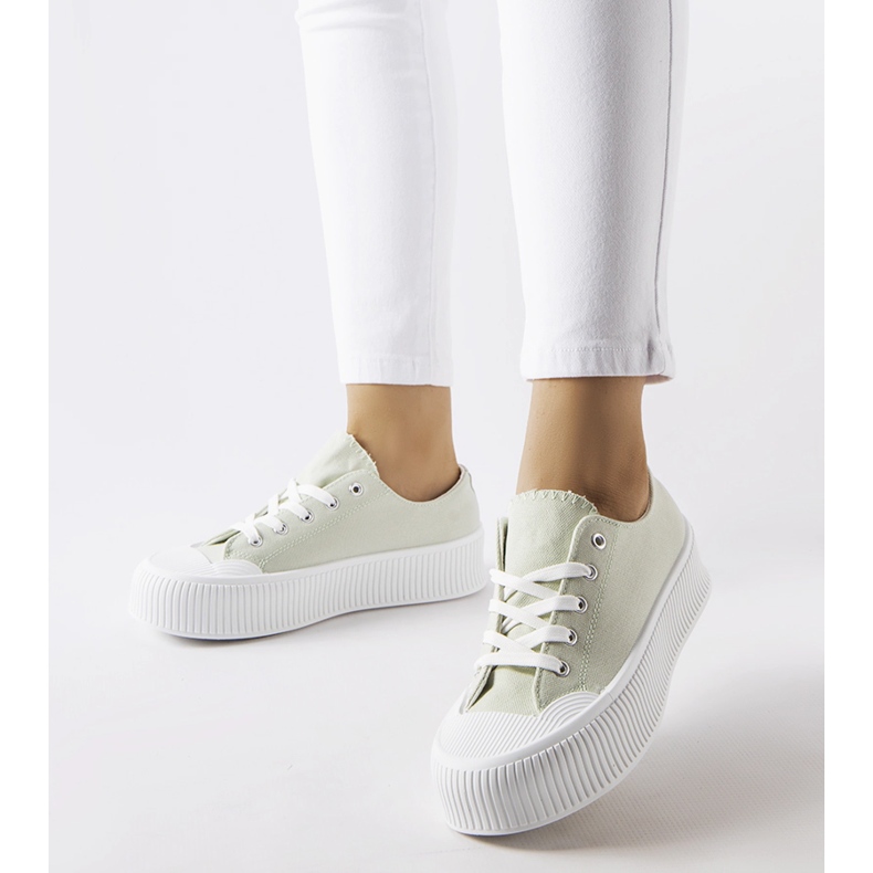 Zielone trampki na grubej platformie Fortunata 1