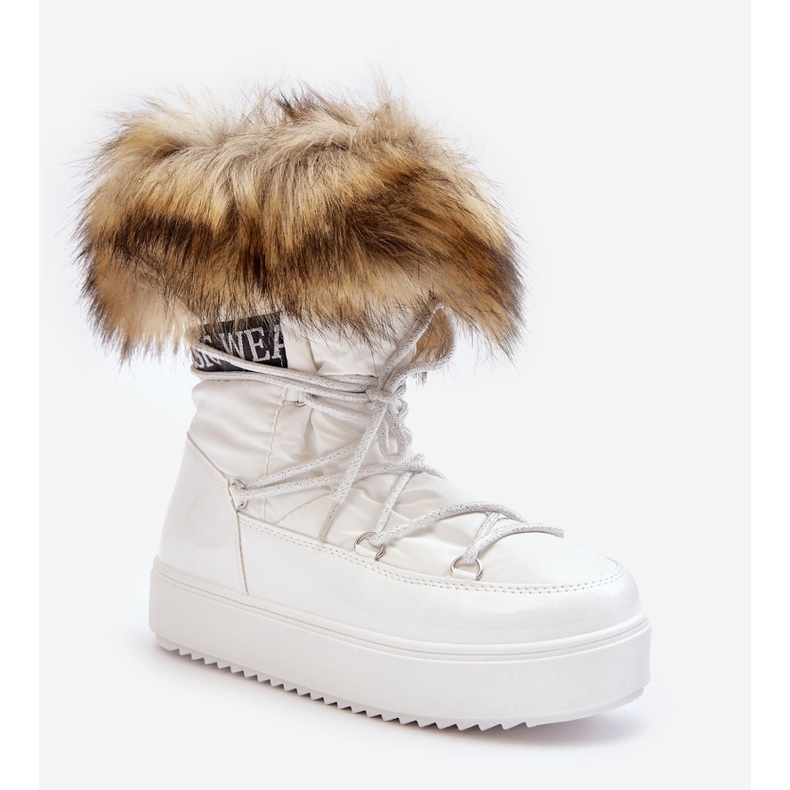 Damskie Śniegowce Sznurowane Białe Santero 1