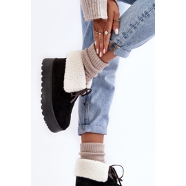 Śniegowce Na Platformie Z Kożuchem Czarne Olimuka 2