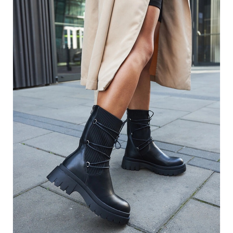 Inna Czarne skarpetowe botki z wiązaniem Eliot 2