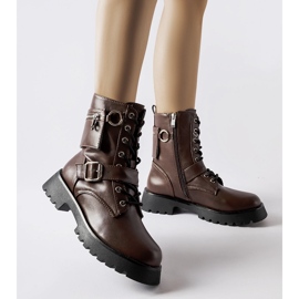 Brązowe ocieplane workery z saszetką Manzoni 1