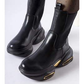 Big Star Czarne wsuwane masywne botki Sant'Egidio 2