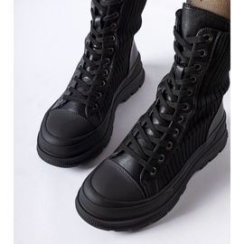 Czarne skarpetowe workery gruba podeszwa Vitto 1