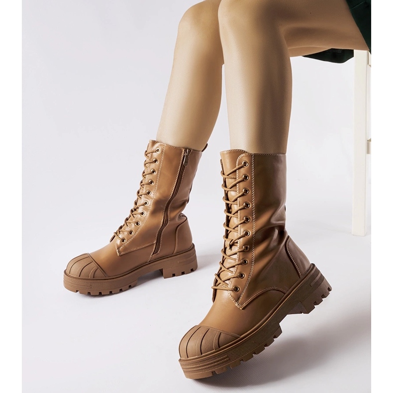 Brązowe ocieplane workery damskie Cardinale 1