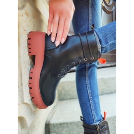 Czarne workery damskie z kolorystycznym dodatkiem 1