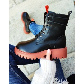 Czarne workery damskie z kolorystycznym dodatkiem 2