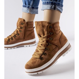 Karmelowe ocieplane buty trekkingowe Mazara brązowe 1
