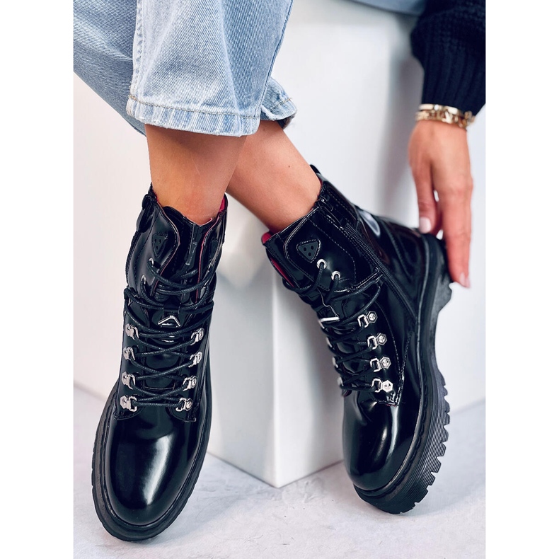Botki sznurowane Kari Black czarne 2