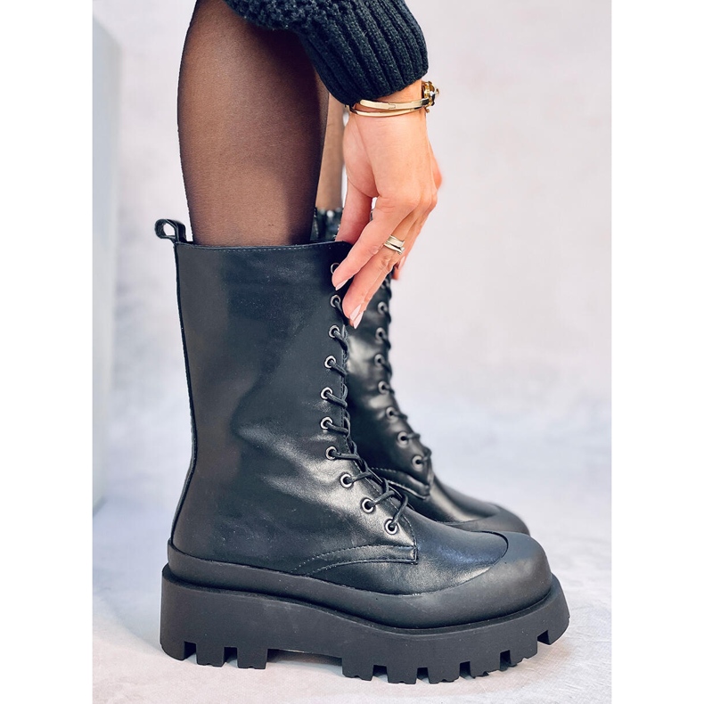 Botki sznurowane glany Knight Black czarne 2