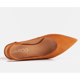 Marco Shoes Brązowe czółenka bez pięty z naturalnego weluru 5
