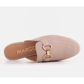 Marco Shoes Klapki damskie z zamszu z ozdobą beżowy 4