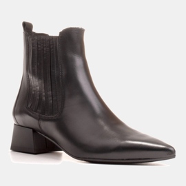 Marco Shoes Ocieplane eleganckie botki z elastyczną gumą w cholewce czarne 3