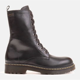 Marco Shoes Wysokie trzewiki, glany wiązane na półprzeźroczystej podeszwie czarne 1