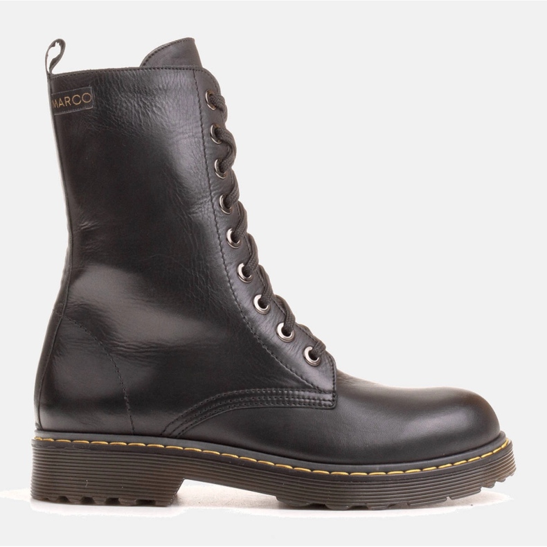 Marco Shoes Wysokie trzewiki, glany wiązane na półprzeźroczystej podeszwie czarne 1